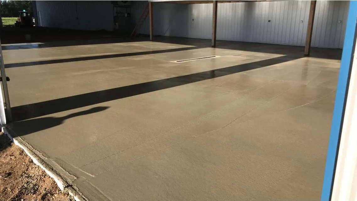 Finished slab surface at the metal building.